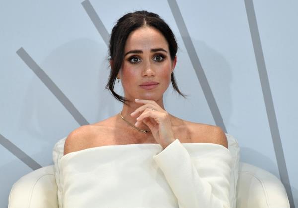 Meghan Markle looking serious.